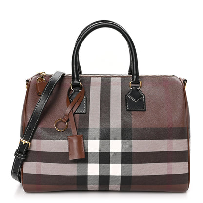 Burberry E-canvas Check Bowling Bag Dark Birch Brown 1 of 11