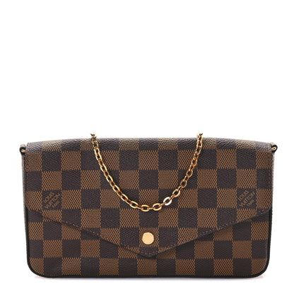 Louis Vuitton Damier Ebene Pochette Felicie Chain Wallet 1 of 13