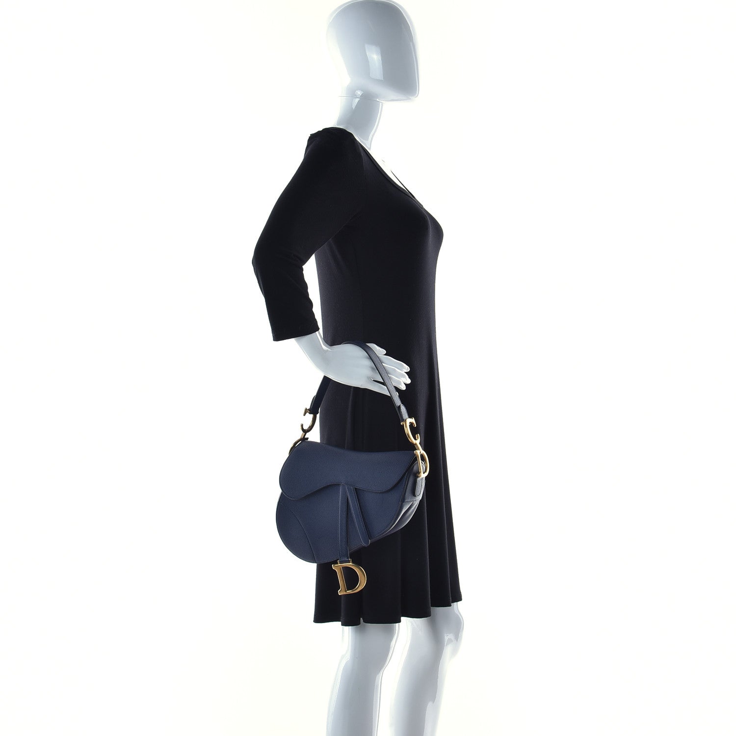 Christian Dior Grained Calfskin Saddle Bag Indigo 2 of 13
