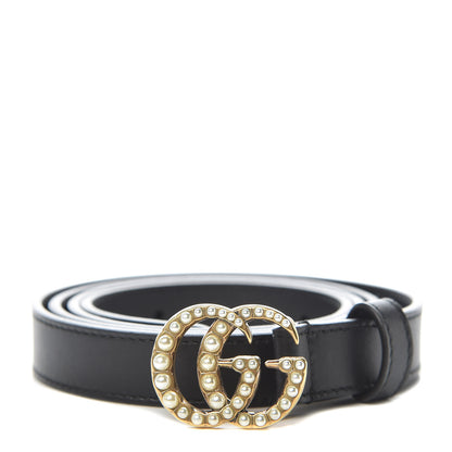 Gucci Calfskin Pearl Double G 20mm Belt 100 40 Black Cream 1 of 7