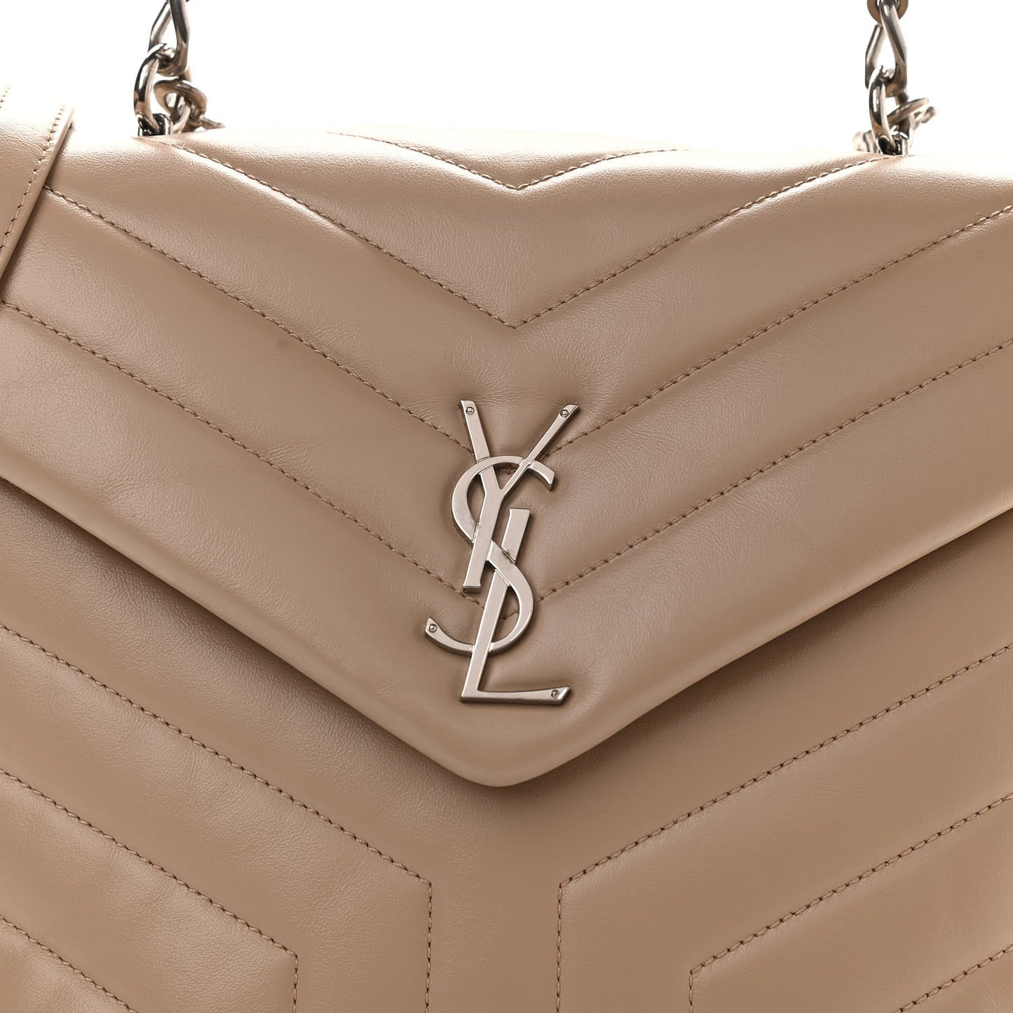 Calfskin Y Quilted Monogram Medium Loulou Satchel Dark Beige