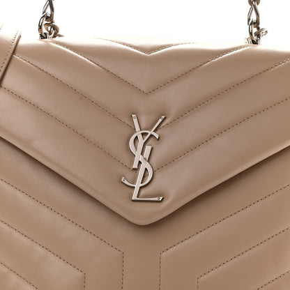 Saint Laurent Calfskin Y Quilted Monogram Medium Loulou Satchel Dark Beige 10 of 12