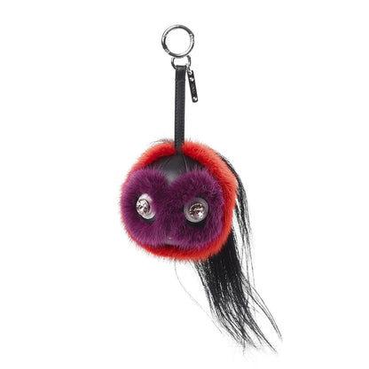 Fendi Mink Goat Fur QuTweet Funkyfur Bag Bug Charm Red 1 of 6