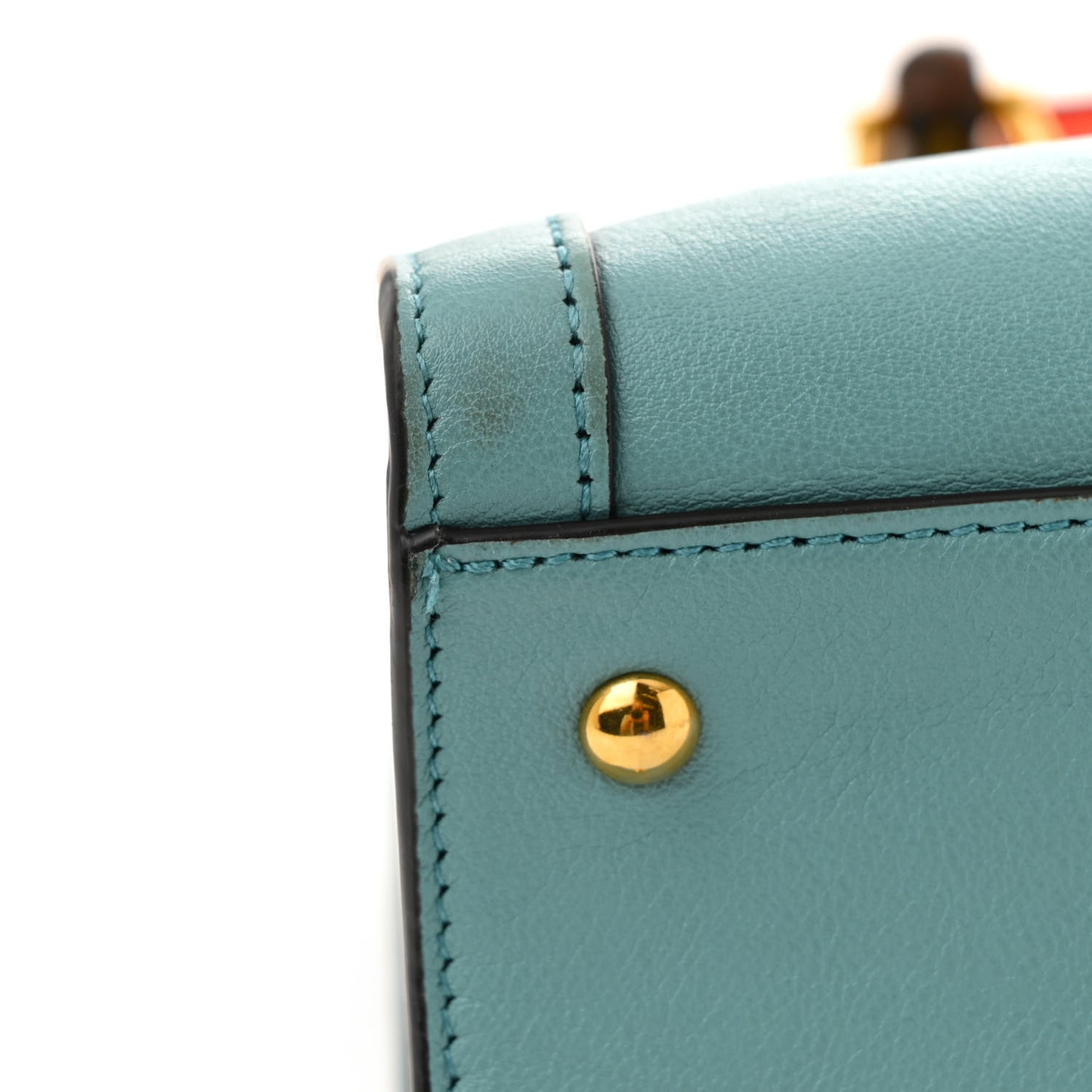 Wonka Grain Calfskin Small Diana Tote Bag Dusty Azure Orange Fluo