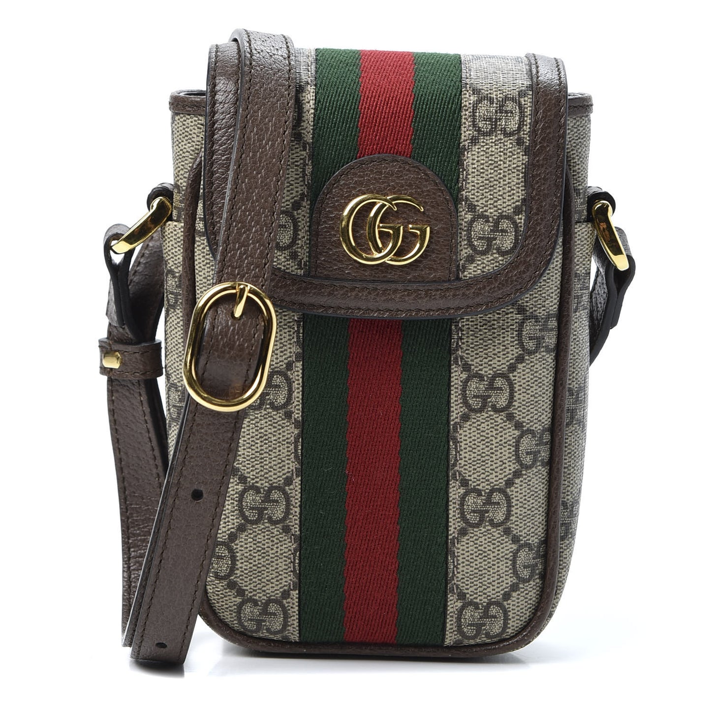 GG Supreme Monogram Web Ophidia Phone Crossbody Bag Beige New Acero