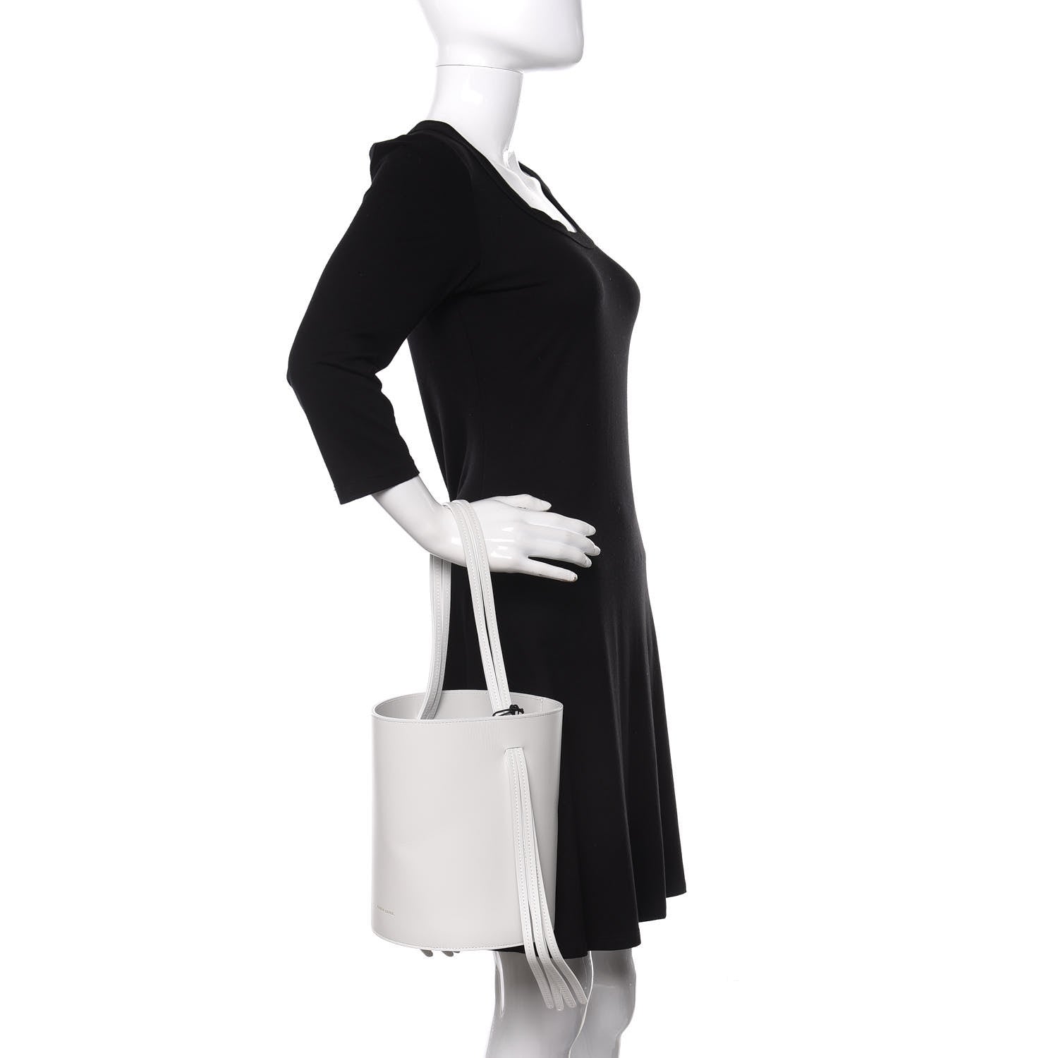 Mansur Gavriel Calfskin Fringe Bucket Bag White 2 of 8