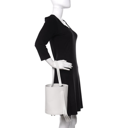 Mansur Gavriel Calfskin Fringe Bucket Bag White 2 of 8