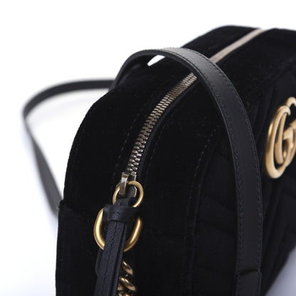 Gucci Velvet Matelasse Small GG Marmont Chain Shoulder Bag Black 13 of 15