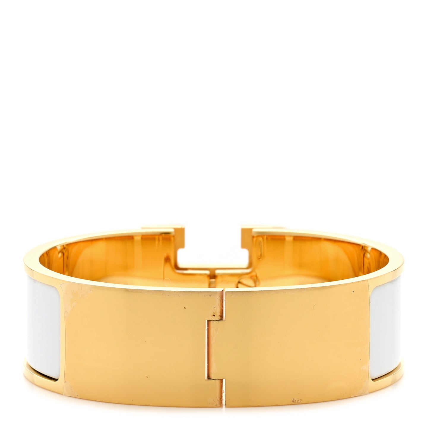 Enamel Wide Clic Clac H Bracelet GM White