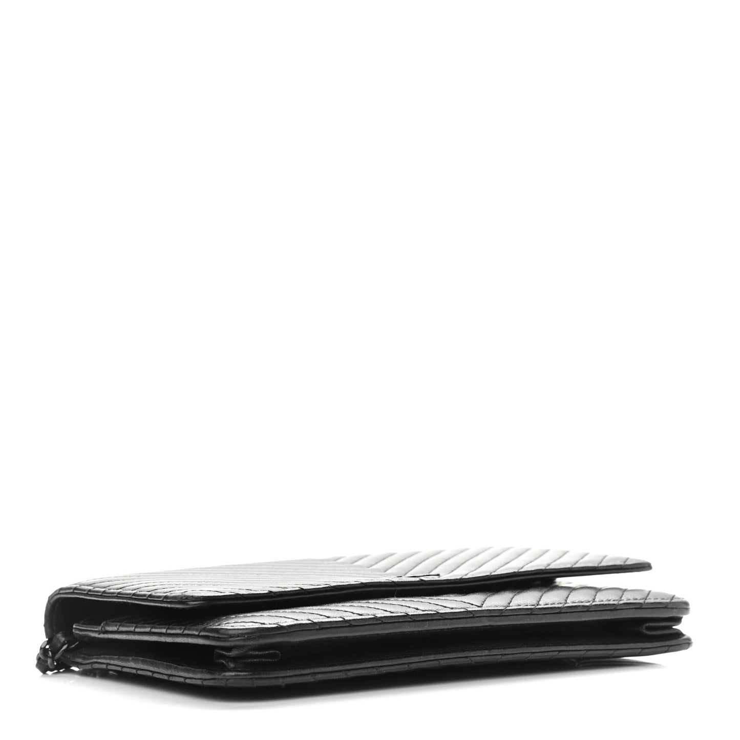 Lambskin Chevron Quilted Wallet On Chain WOC So Black