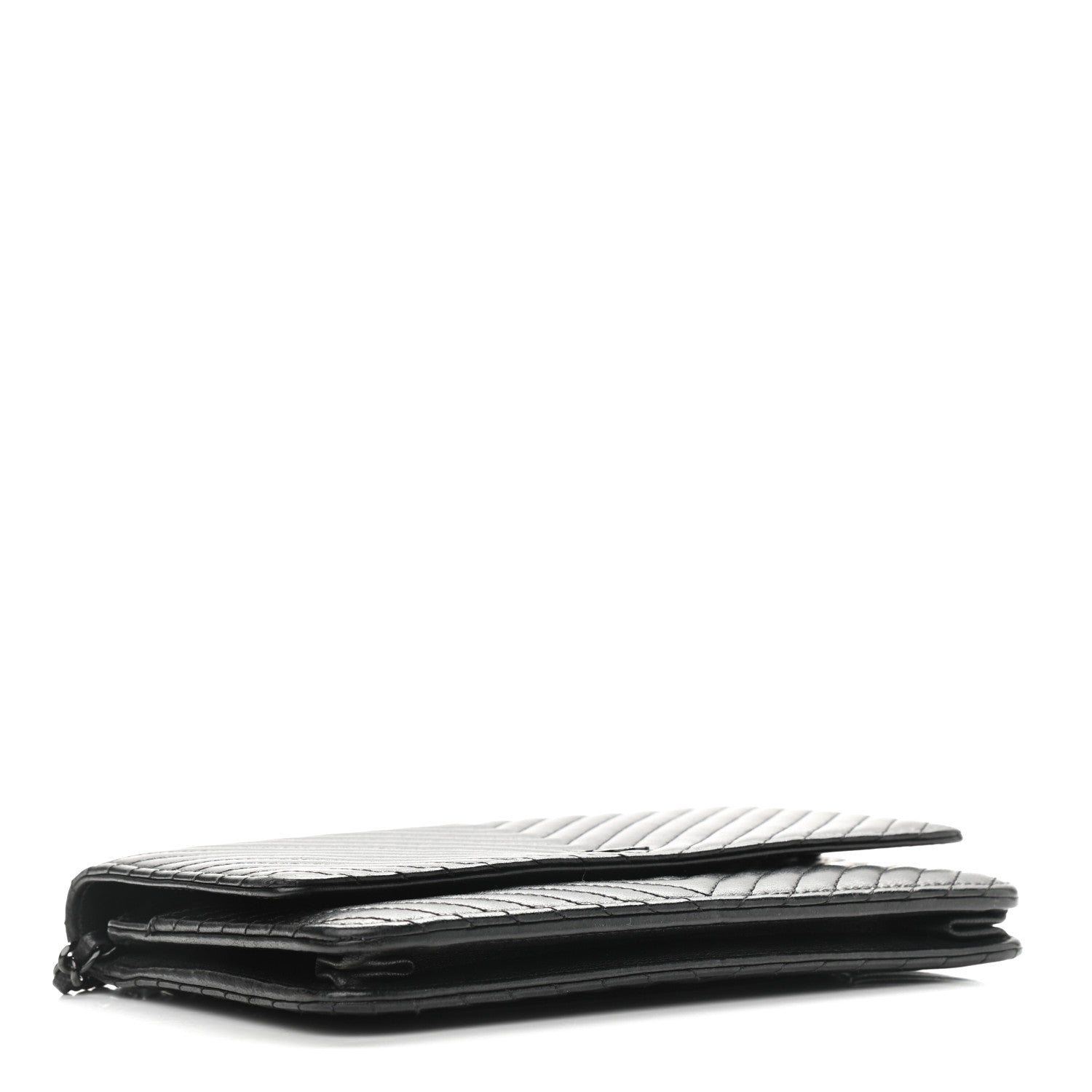 Chanel Lambskin Chevron Quilted Wallet On Chain WOC So Black 3 of 12