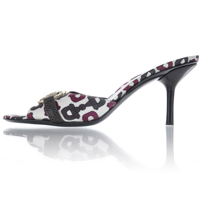 Gucci Satin Crystal Horsebit Print Heels 7 1 of 6