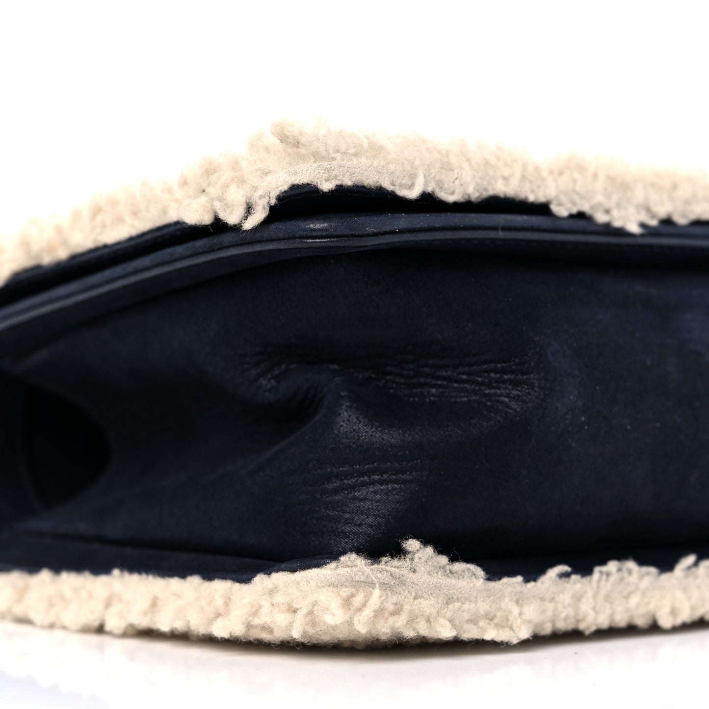 Shearling Iridescent Calfskin Medium Boy Flap Navy