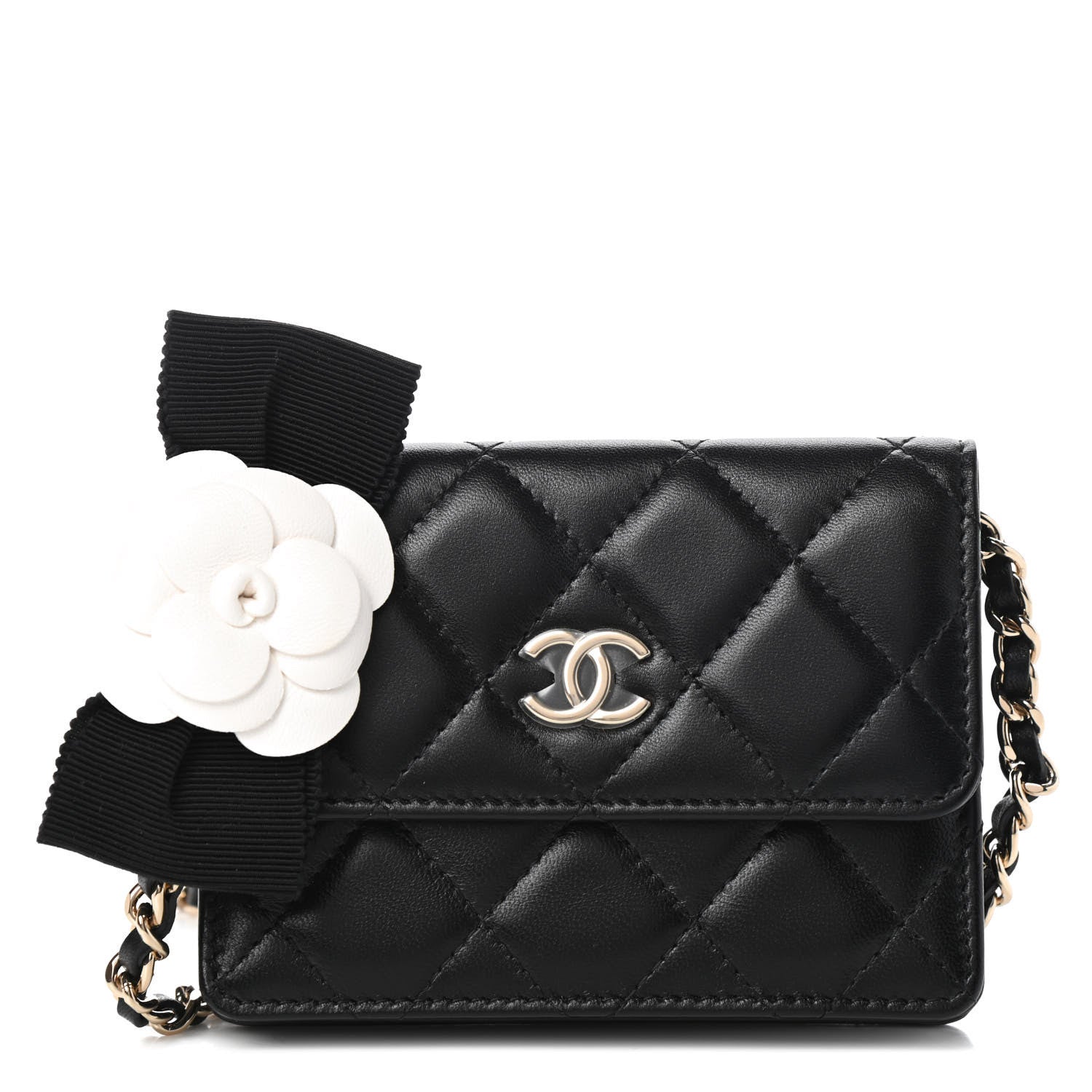 Chanel Lambskin Quilted My Chanel Lady Card Holder On Chain Black 1 of 16