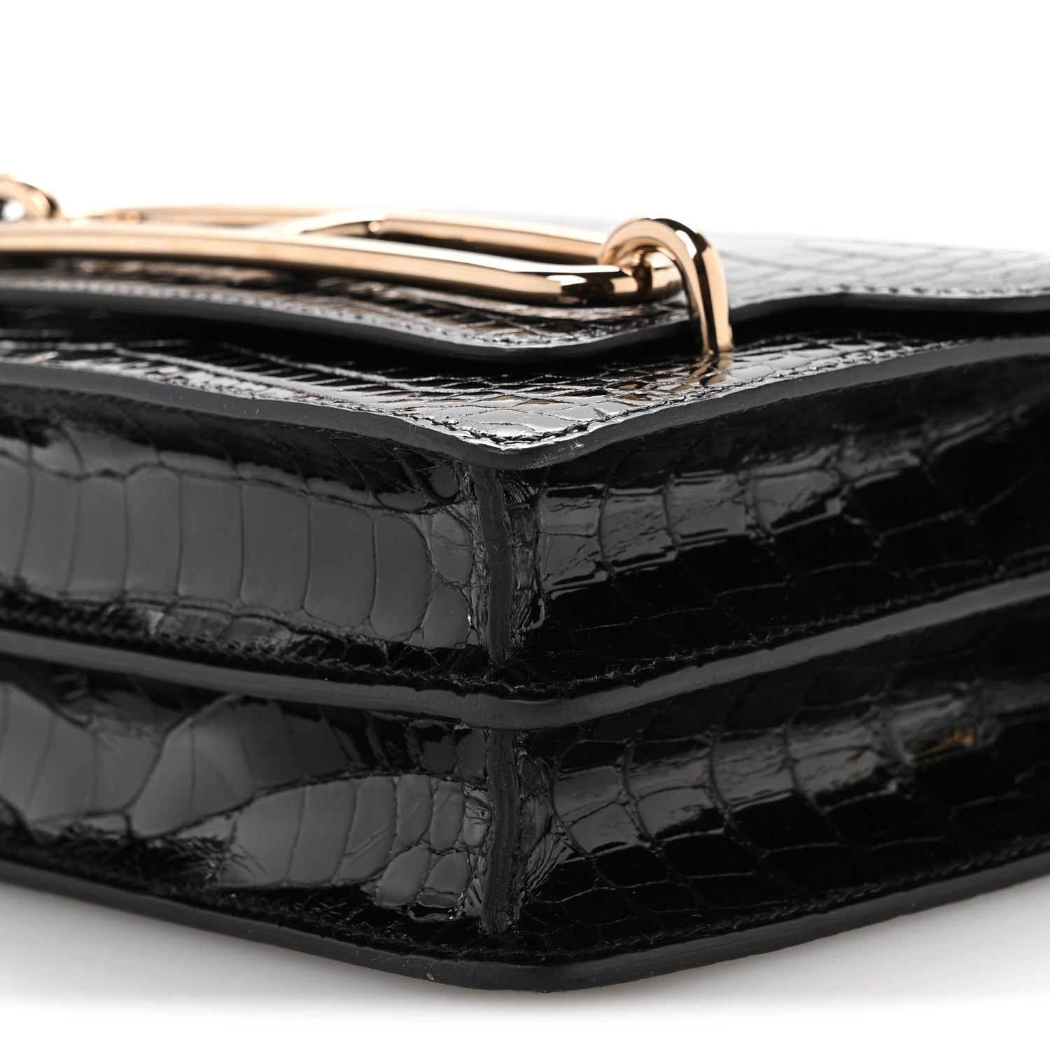 Hermes Shiny Alligator Mini Sac Roulis Black 9 of 10