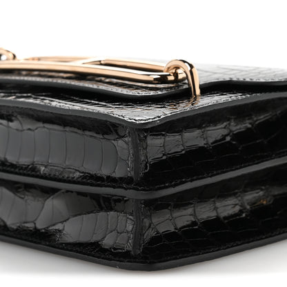 Hermes Shiny Alligator Mini Sac Roulis Black 9 of 10