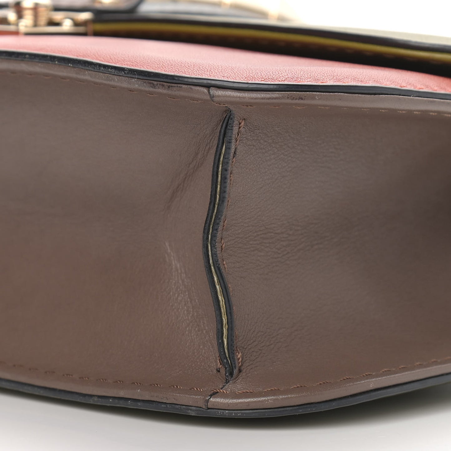 Vitello Tri-Color Medium Glam Lock Rockstud Flap Green Orange Brown