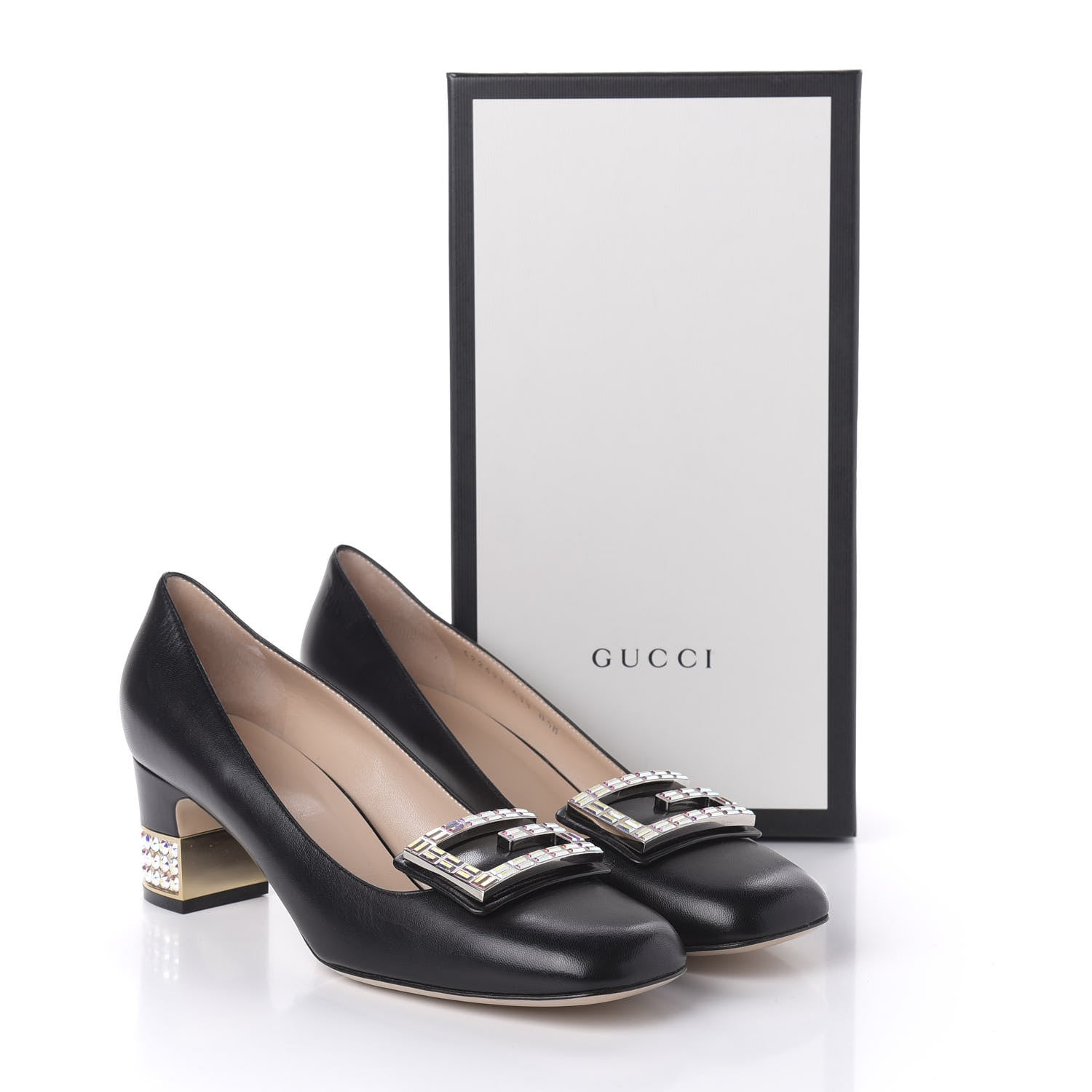 Gucci Malaga Kid Crystal Square G Madelyn Mid Heel Loafer Pumps 41.5 Black 9 of 9