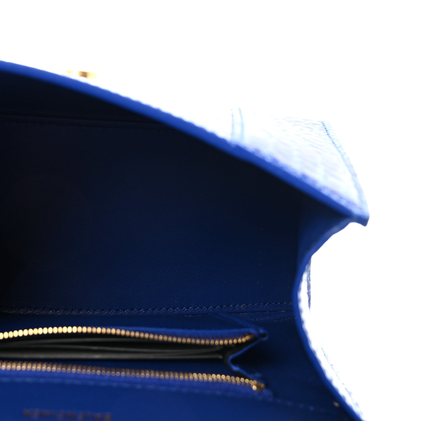 Shiny Calfskin Crocodile Embossed Small Hourglass Top Handle Bag Indigo
