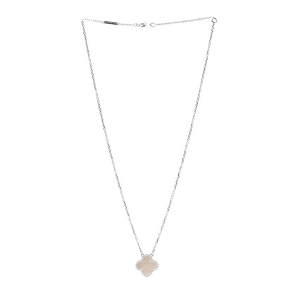 Van Cleef & Arpels 18K White Gold Mother of Pearl Vintage Alhambra Pendant Necklace 3 of 8