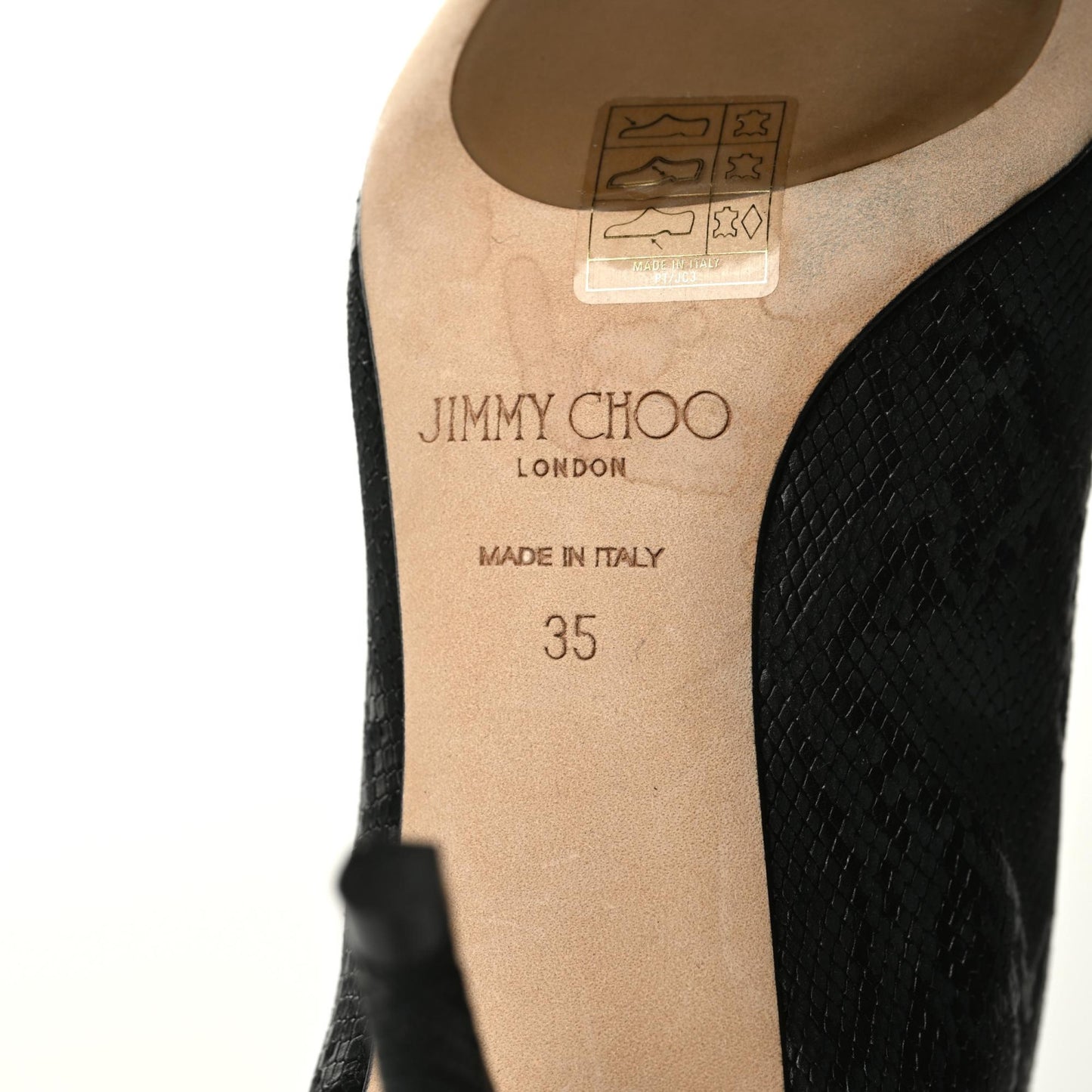 Snakeskin Printed Ankle Boots 35 Black