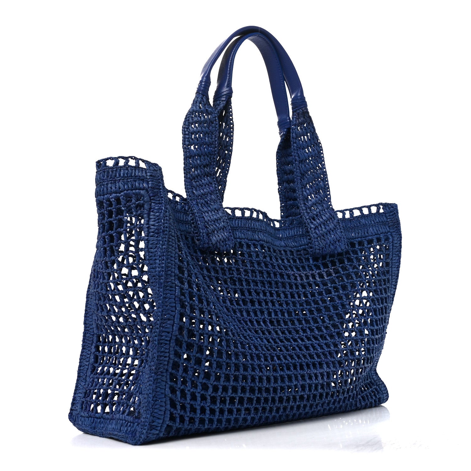 Chloe Raffia Summer Banana East West Tote Ashes Blue 3 of 9