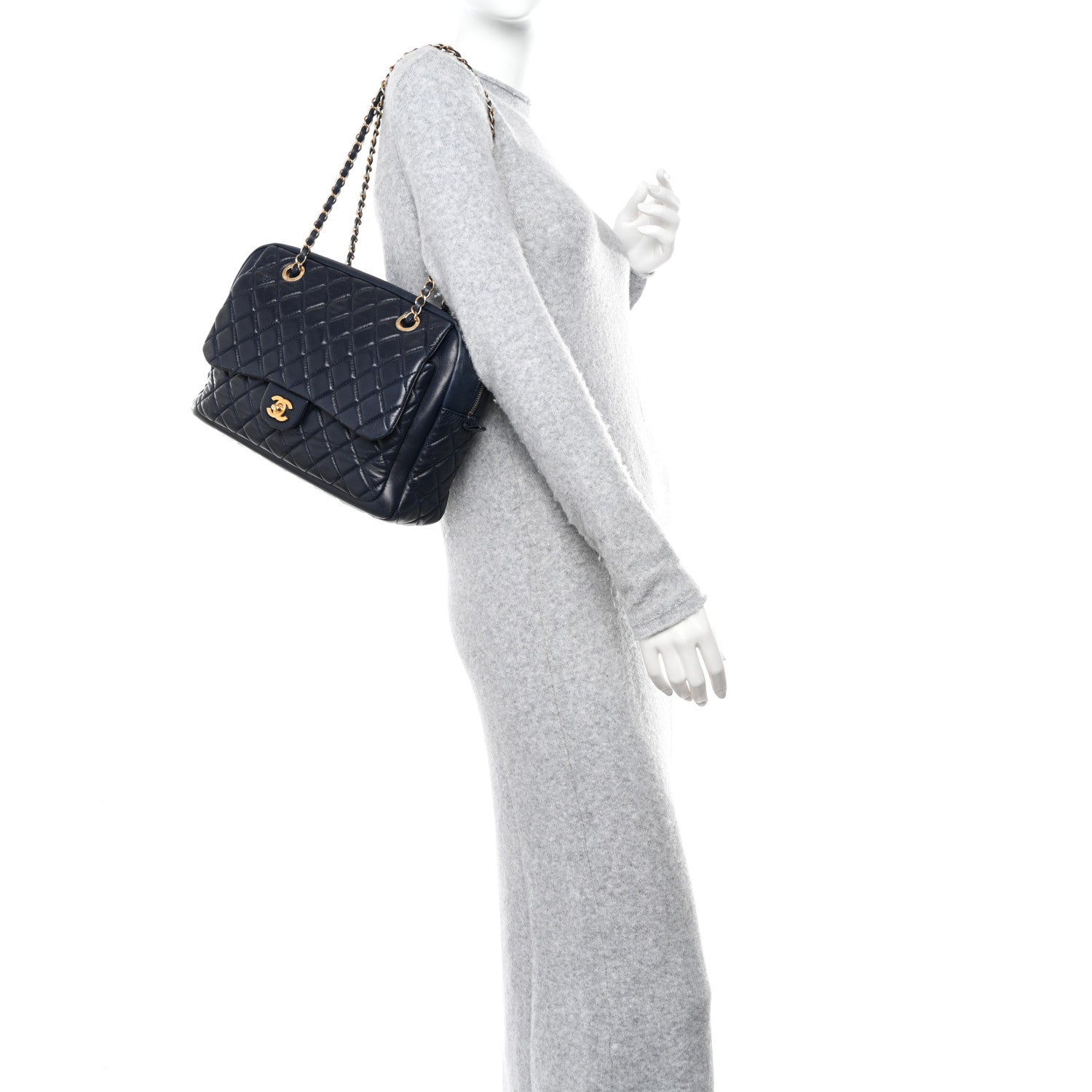 Chanel Lambskin Quilted Travel Flap Tote Navy 2 of 12