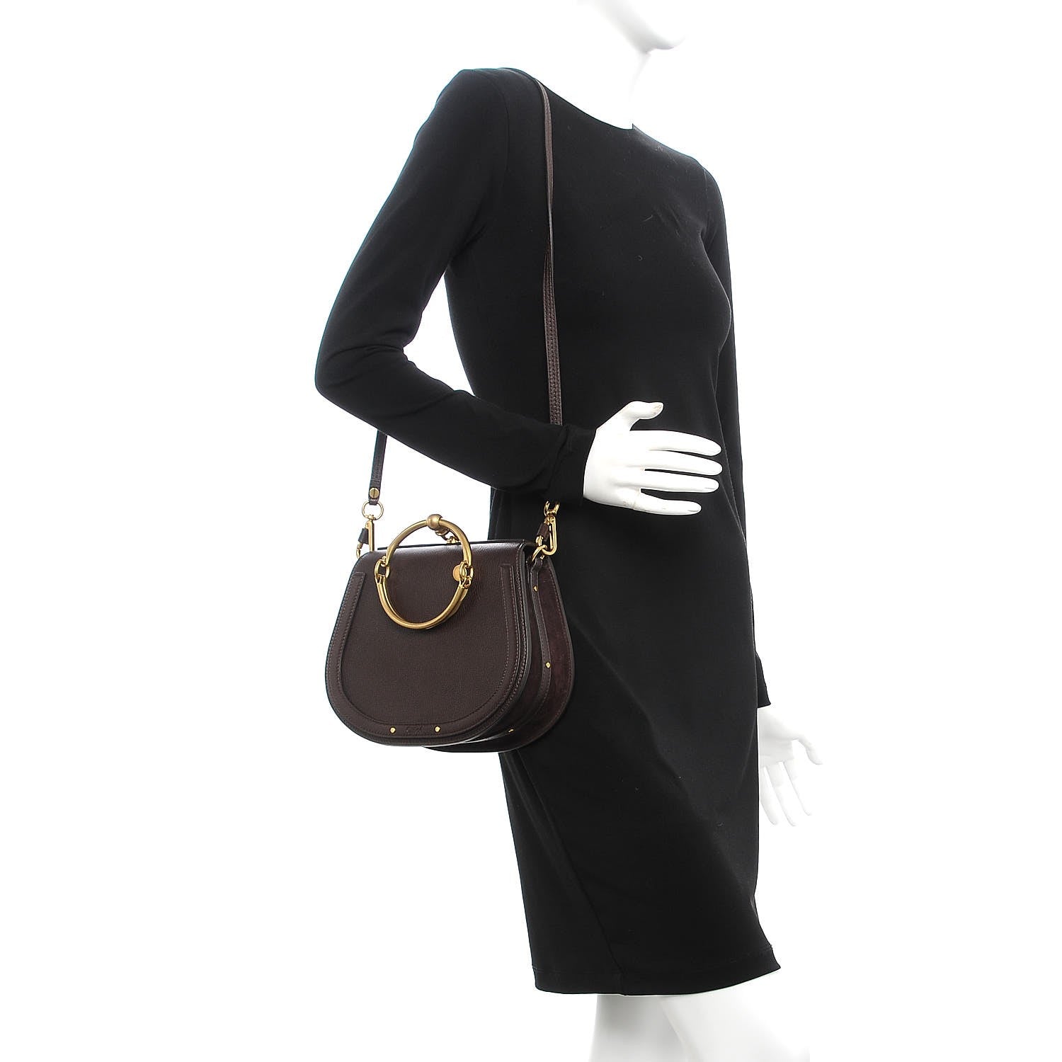 Chloe Calfskin Medium Nile Bracelet Bag Carbon Brown 2 of 6