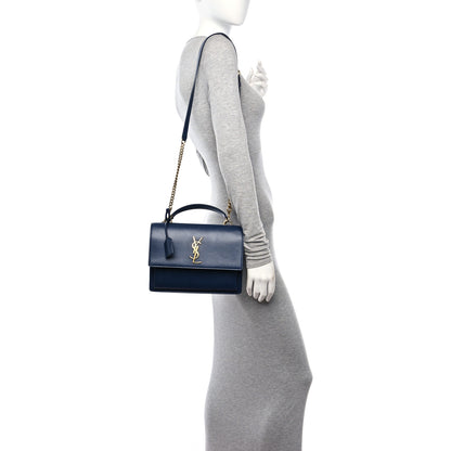 Saint Laurent Calfskin Medium Monogram Sunset Blue Charron 2 of 11