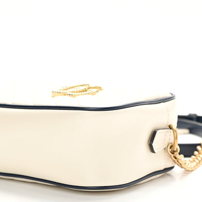 Gucci Vintage Effect Calfskin Matelasse Diagonal Small Torchon GG Marmont Chain Shoulder Bag Mystic White Blue Agata 9 of 9