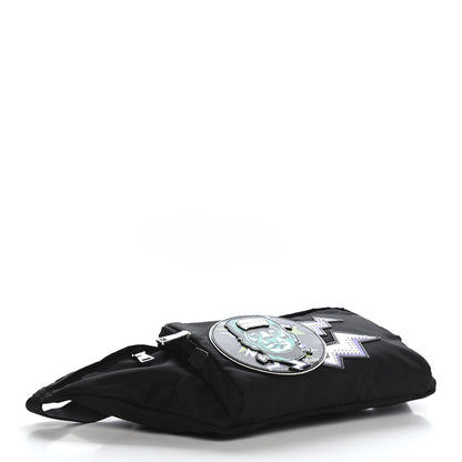 Prada X UNIVERSAL STUDIOS Tessuto Nylon Montagna Frankenstein Print Multi Zip Belt Bag Black Menta 4 of 9