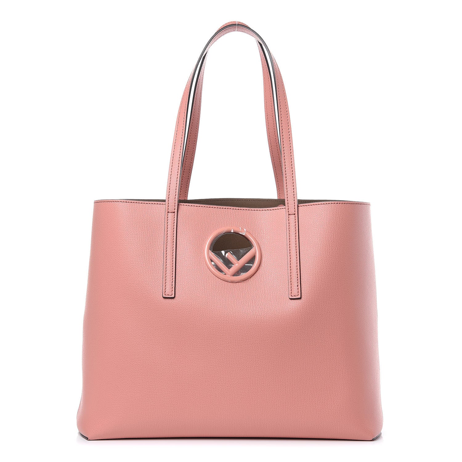 Fendi Vitello Vienna Enamel F is Fendi Shopping Tote Macaron Taupe 1 of 12