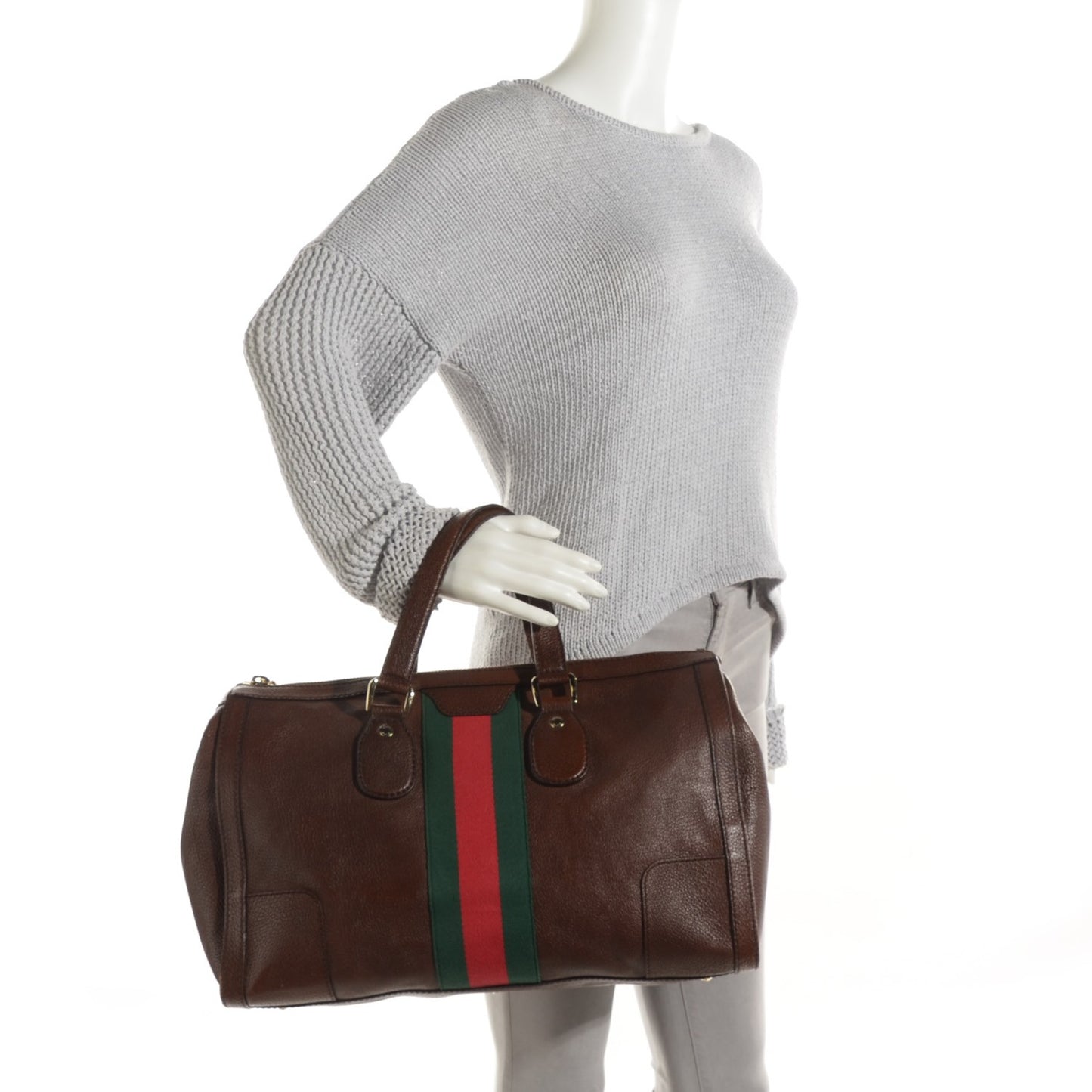 Calfskin Medium Web Seventies Tote Brown