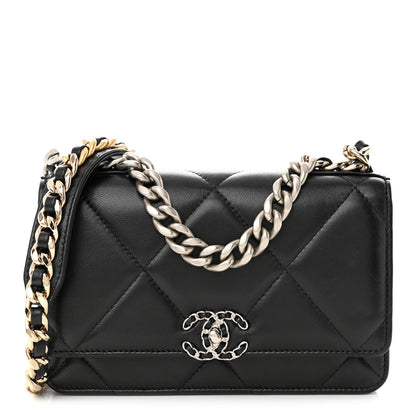 Chanel Lambskin Quilted Chanel 19 Wallet On Chain WOC Black 1 of 16