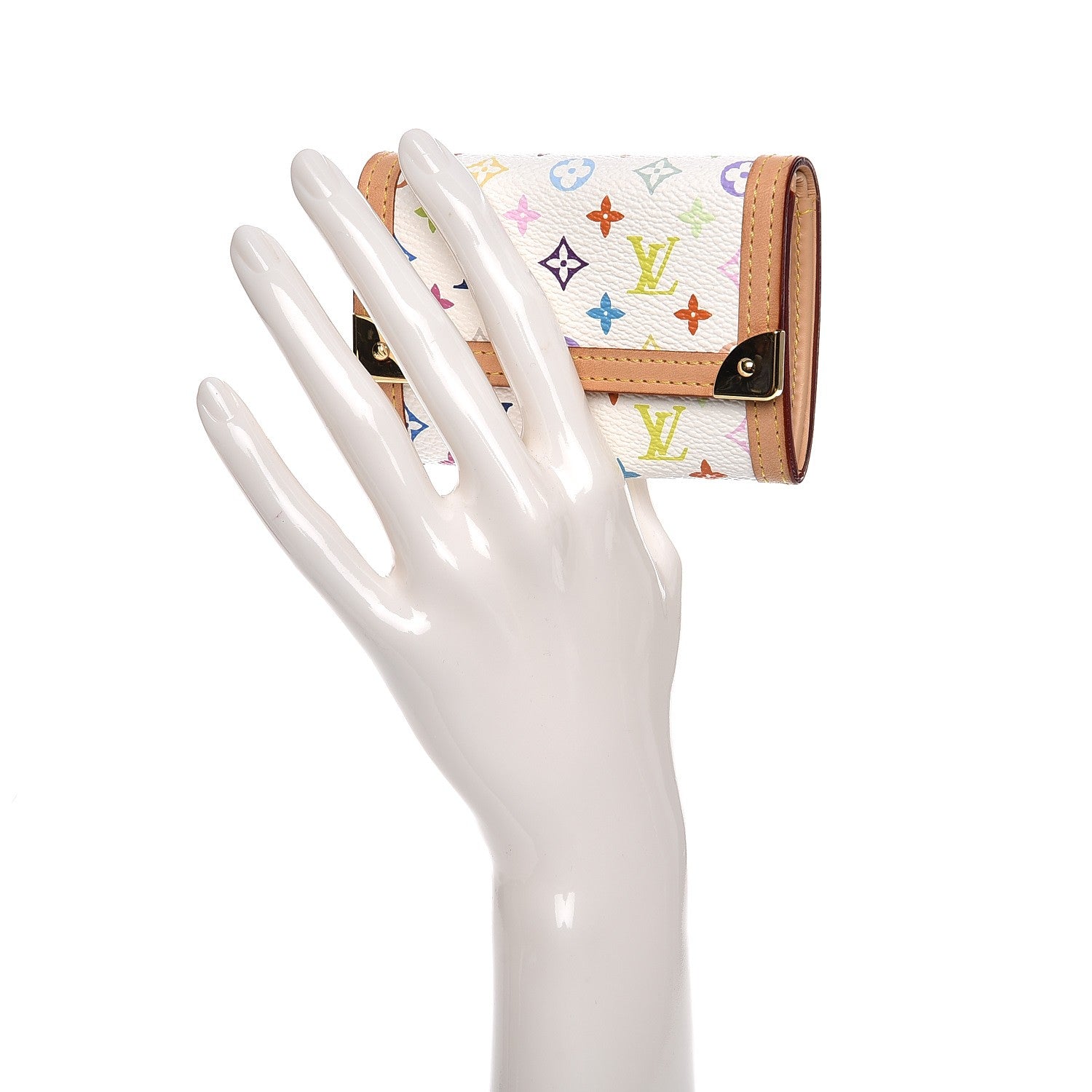 Louis Vuitton Monogram Multicolor Porte-Monnaie Plat Coin Purse White 2 of 6
