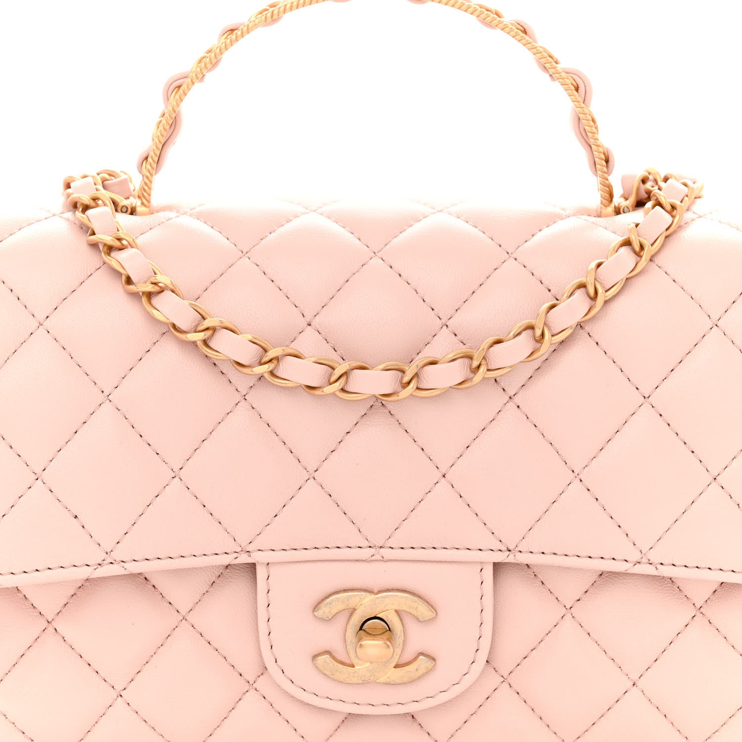 Chanel Lambskin Quilted Mini Top Handle Flap Pink 8 of 11