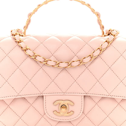 Chanel Lambskin Quilted Mini Top Handle Flap Pink 8 of 11