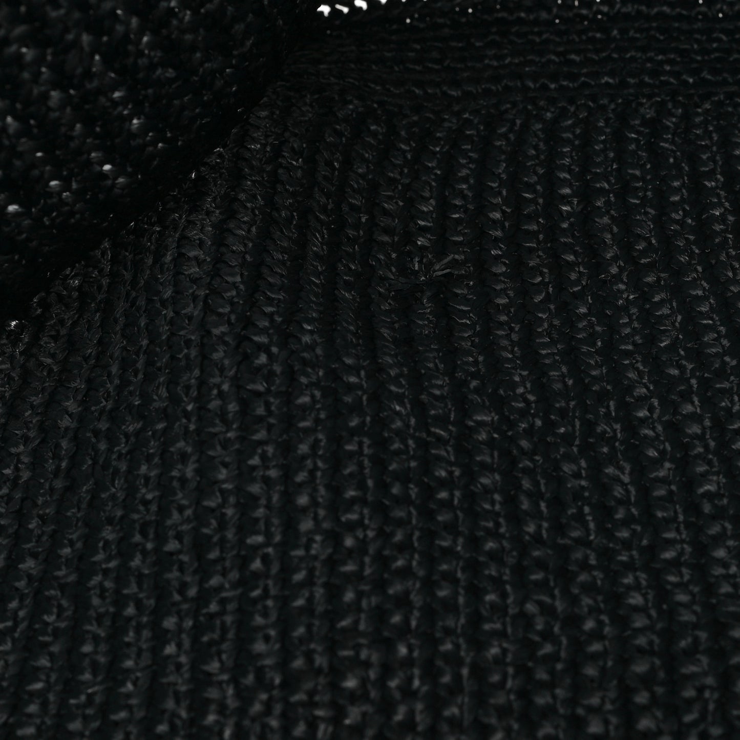 Yarn Raffia Effect Crochet Logo Tote Black