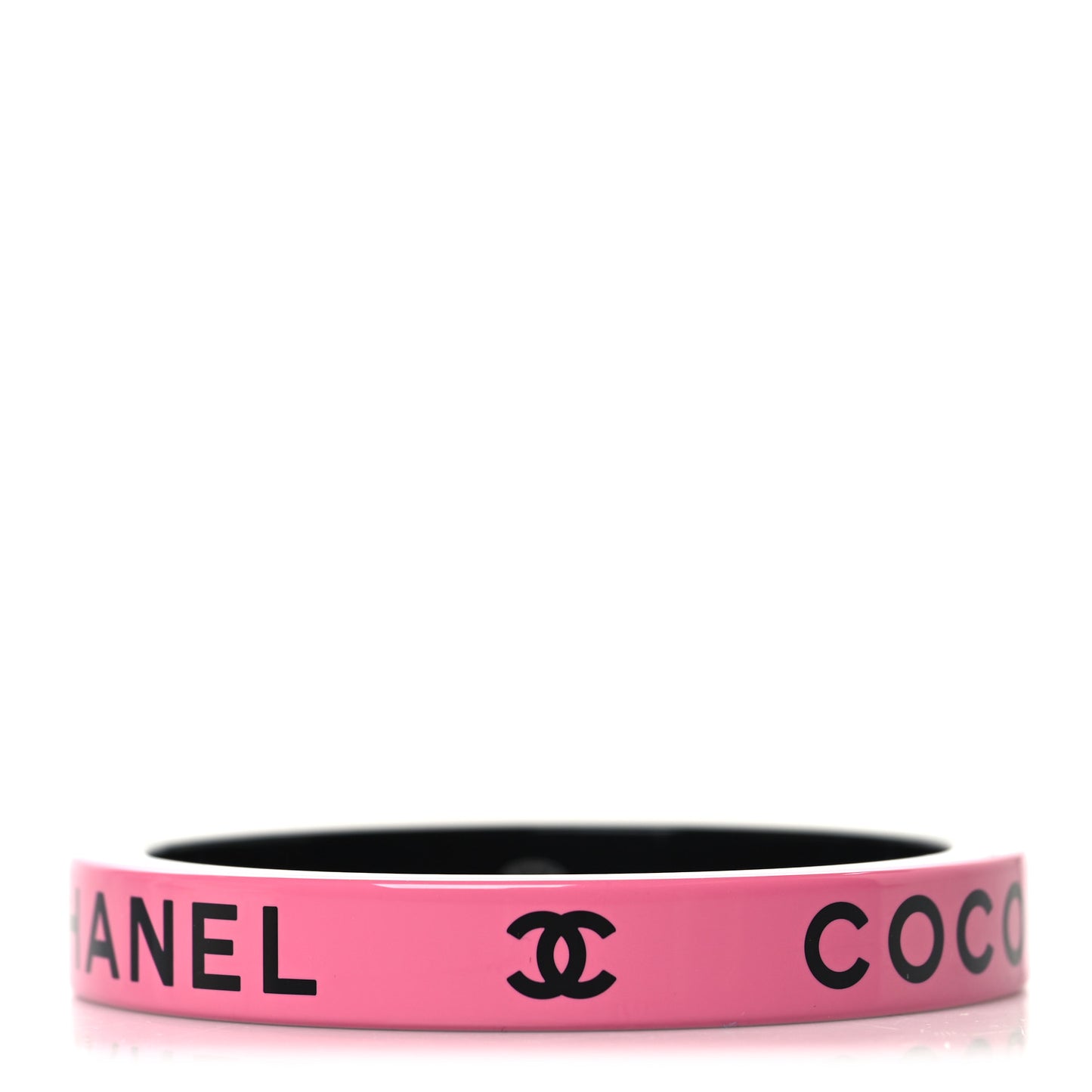 Resin Logo Bangle Bracelet Pink Black