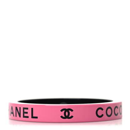 Chanel Resin Logo Bangle Bracelet Pink Black 1 of 4