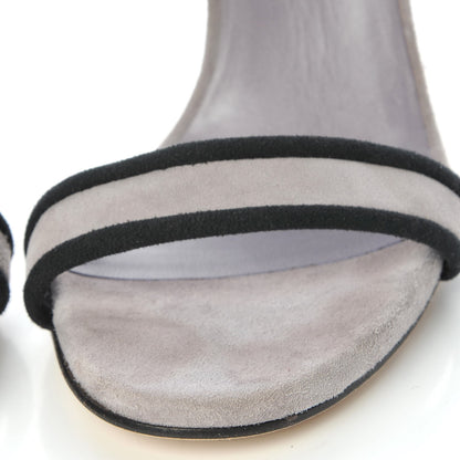 Gucci Suede Dempsey Contrast Ankle Strap Sandals 37.5 Gray 14 of 20
