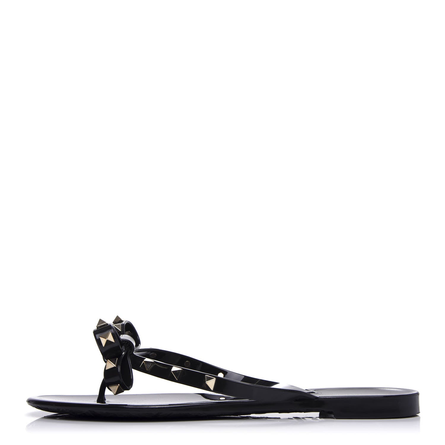Valentino Garavani PVC Jelly Rockstud Bow Thong Sandals 40 Black 1 of 10