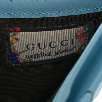 Gucci X UNSKILLED WORKER Calfskin Matelasse Flora Painted GG Marmont Card Case Wallet Cloudy Blue Multicolor 7 of 13