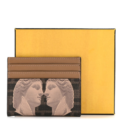 Fendi Glazed Fabric Vitello FF 1974 Statue Card Holder Moro Sand 10 of 10