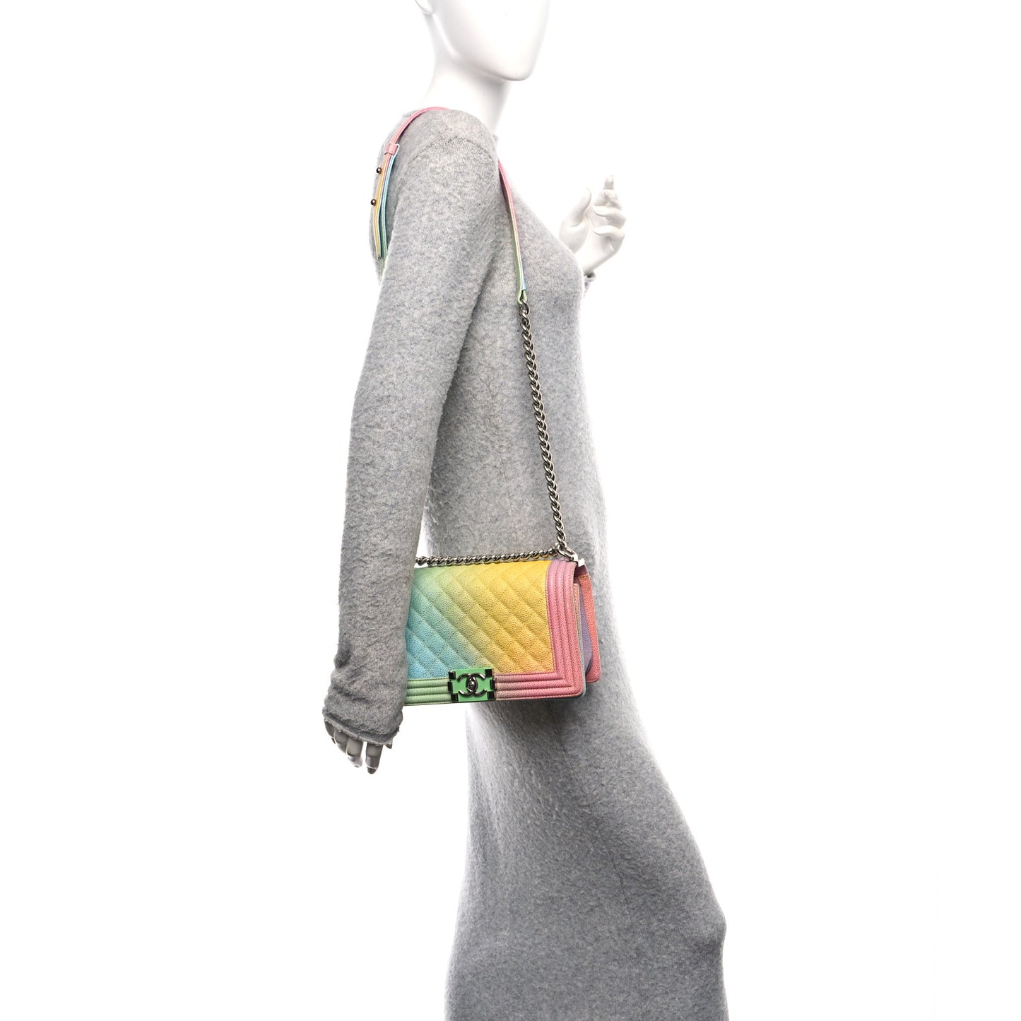 Caviar Quilted Medium Cuba Rainbow Boy Flap Multicolor