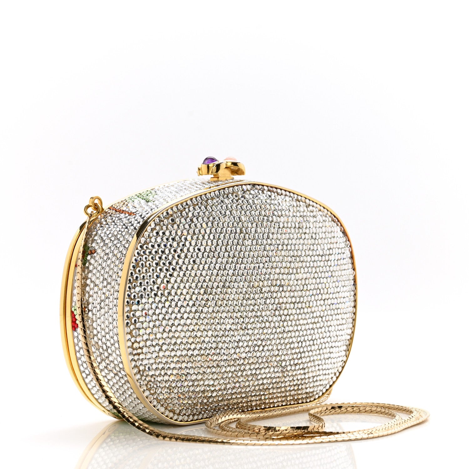 Judith Leiber Crystal Flower Minaudiere Clutch Gold 4 of 11