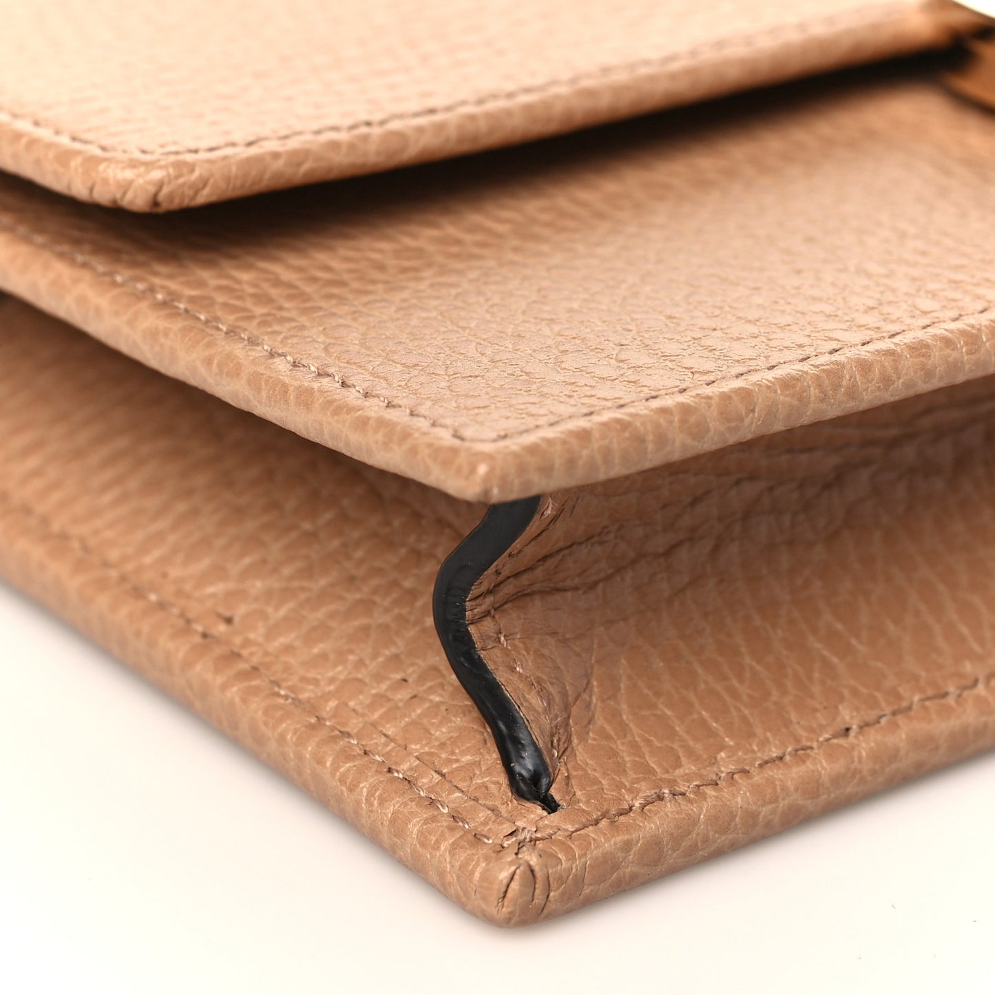 Dollar Calfskin Interlocking G Chain Wallet Camelia