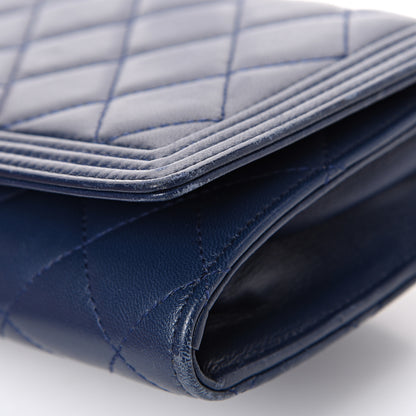 Chanel Lambskin Quilted Boy Wallet On Removable Chain WOC Navy Blue 16 of 18