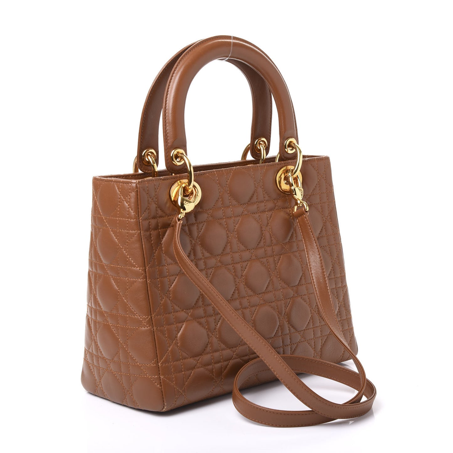 Lambskin Cannage Medium Lady Dior Tan