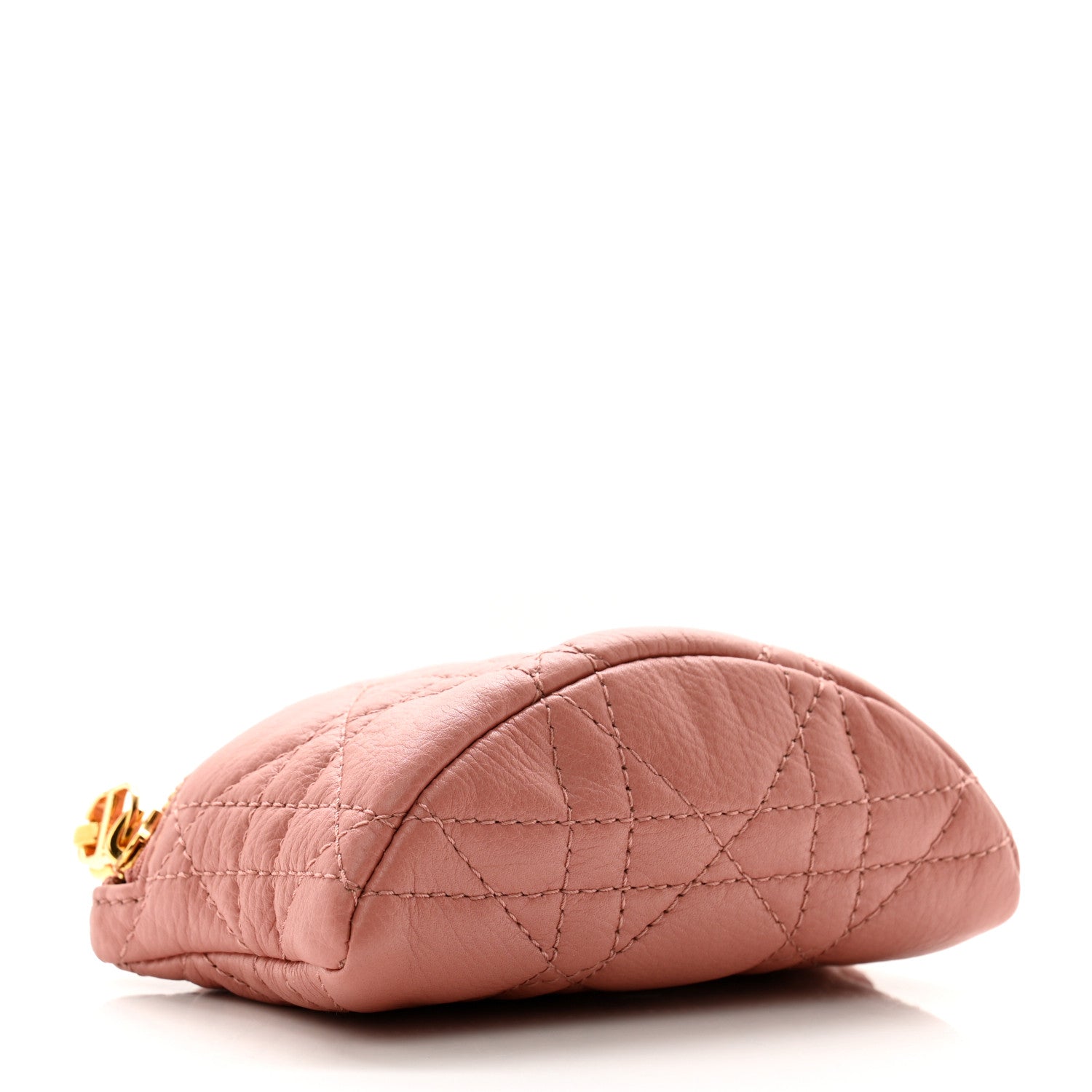 Christian Dior Supple Calfskin Cannage Caro Half-Moon Coin Purse Dark Nude 4 of 9